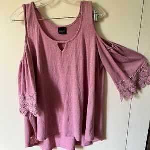 Wallpapher xl pink cold shoulder top